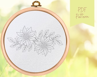 Floral Hand Embroidery Pattern: Flower Design (PDF Pattern)