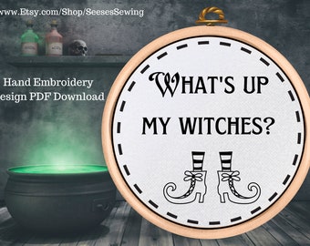 Funny Witch Embroidery Pattern: Halloween Decor (PDF Pattern)