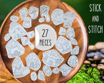 Toadstool Embroidery Design Bundle: 27 Whimsical Stick and Stitch Patterns
