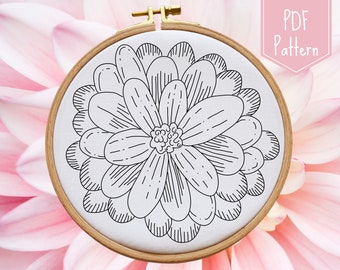 Hand Embroidery PDF Pattern, Flower Embroidery Design