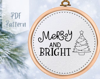 PDFパターン - 楽しくて明るい - クリスマスの手刺繍デザイン - DIYクリスマスデコレーション