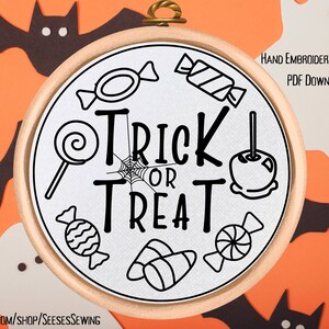 Halloween Embroidery Pattern: Trick or Treat Design (PDF Pattern)