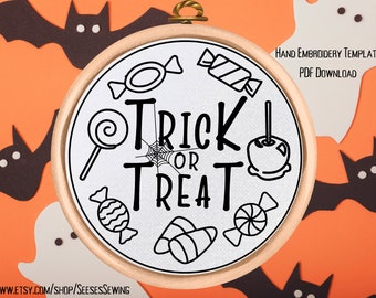 Halloween Embroidery Pattern: Trick or Treat Design (PDF Pattern)