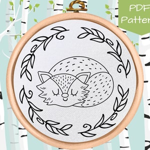Fox Hand Embroidery Template, PDF Pattern, Digital Download, Fox With ...