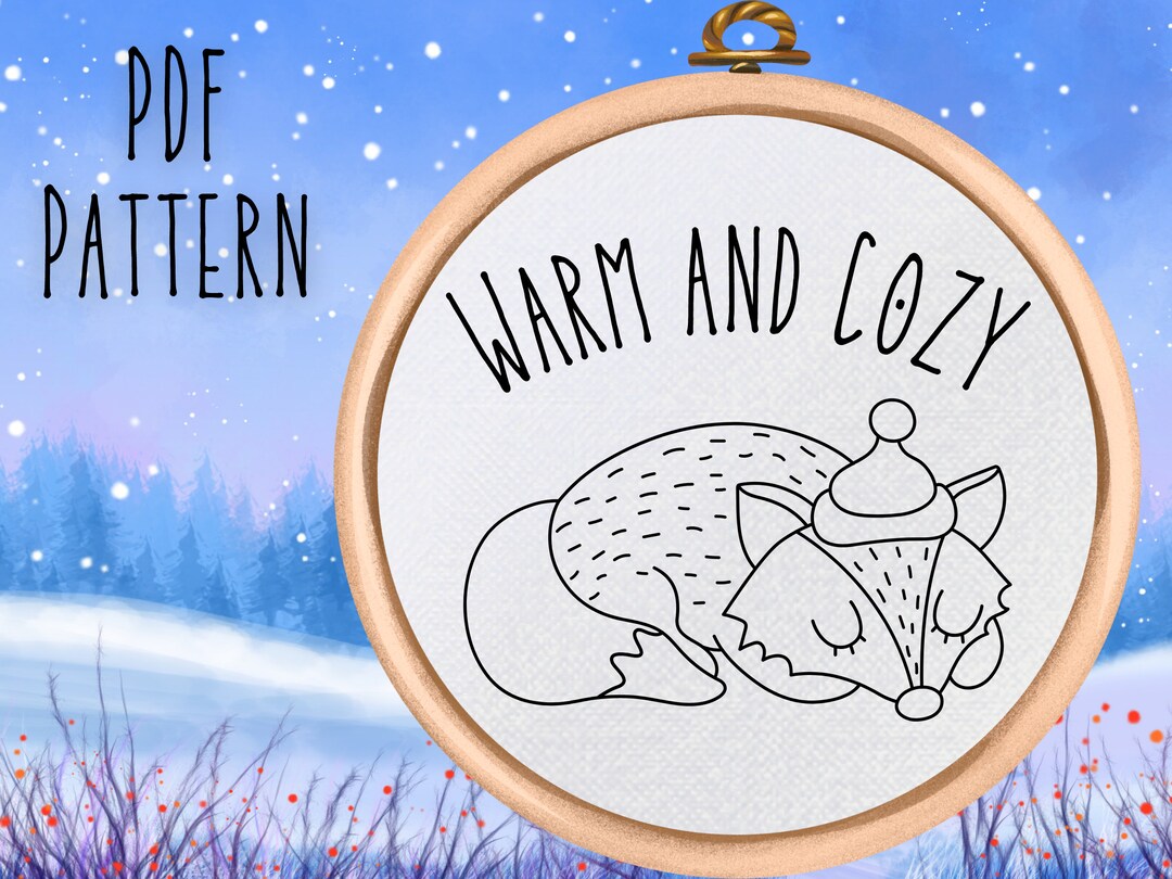 Fox Hand Embroidery Pattern - PDF Pattern Download - Winter Embroidery ...