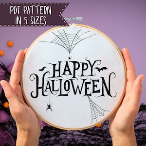 Happy Halloween Hand Embroidery Pattern: DIY Craft (PDF Pattern)
