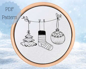 Christmas Ornaments Hand Embroidery Pattern (PDF Pattern)
