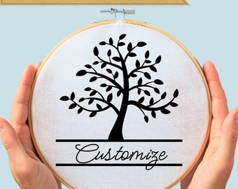 Tree of Life Hand Embroidery Pattern with Customizable Text - 5 Sizes PDF Download - Wedding Gift - Anniversary Gift