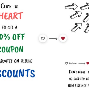 May include: Click the heart to get a 10% off coupon and updates on future discounts. Follow the shop for updates on new listings and sales!