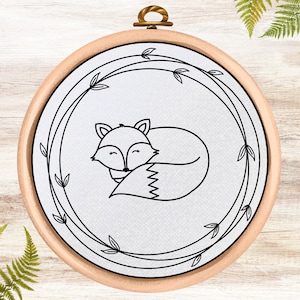Fox Embroidery Pattern - PDF Pattern - Instant Download - Easy Embroidery Designs