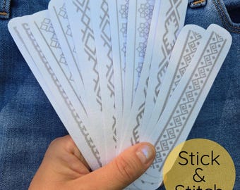 Pocket Stick and Stitch Hand Embroidery Patterns, Water Soluble Set of 12
