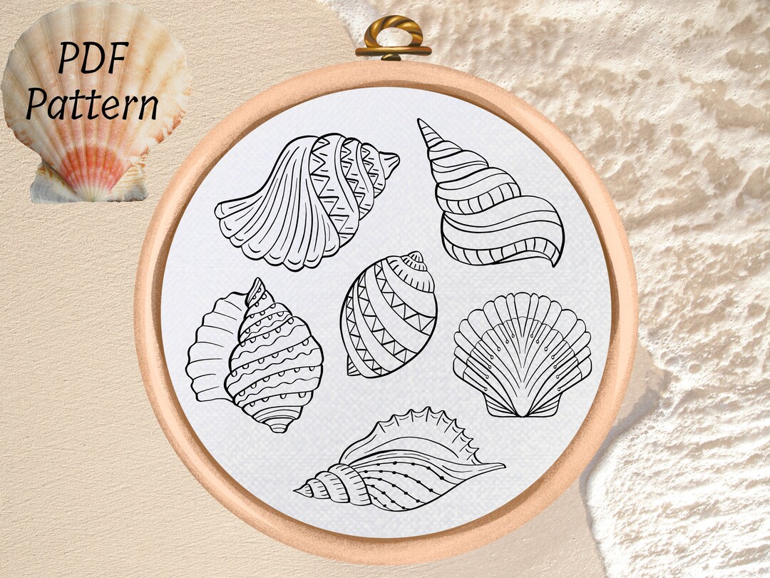 Seashells Hand Embroidery Pattern PDF Pattern Download Modern