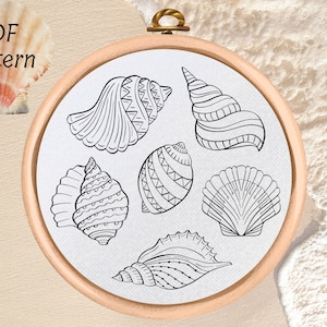 Seashells Hand Embroidery Pattern: Modern DIY Design (PDF Pattern)