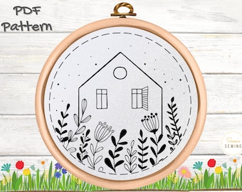 Floral Farmhouse Hand Embroidery Pattern (PDF Pattern)