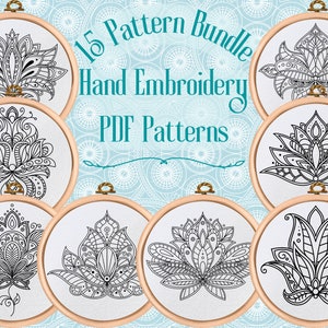 PDF Pattern Bundle - Mandala Hand Embroidery Pattern Pack -  8 Embroidery Designs - Instant Download