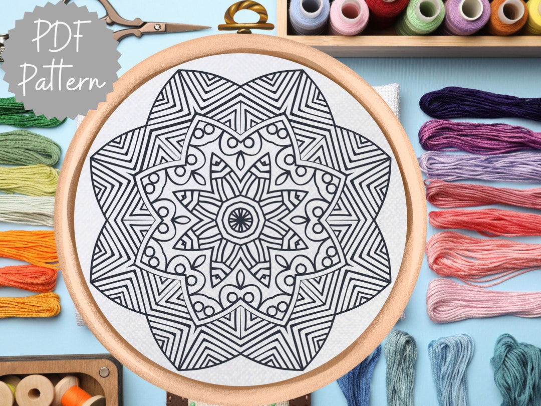 Mandala Hand Embroidery Pattern - PDF Pattern Download - Modern Embroidery Design - Etsy