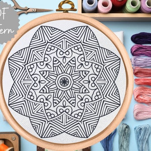 Mandala Hand Embroidery Pattern - PDF Pattern Download - Modern Embroidery Design