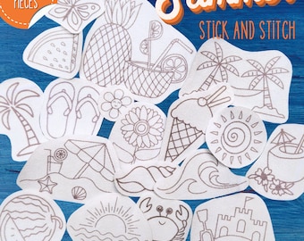 Summer Hand Embroidery Pattern Pack, Stick and Stitch, 18 Designs