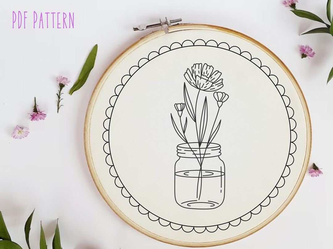 Floral Bouquet Hand Embroidery PDF Pattern Digital Download - Etsy