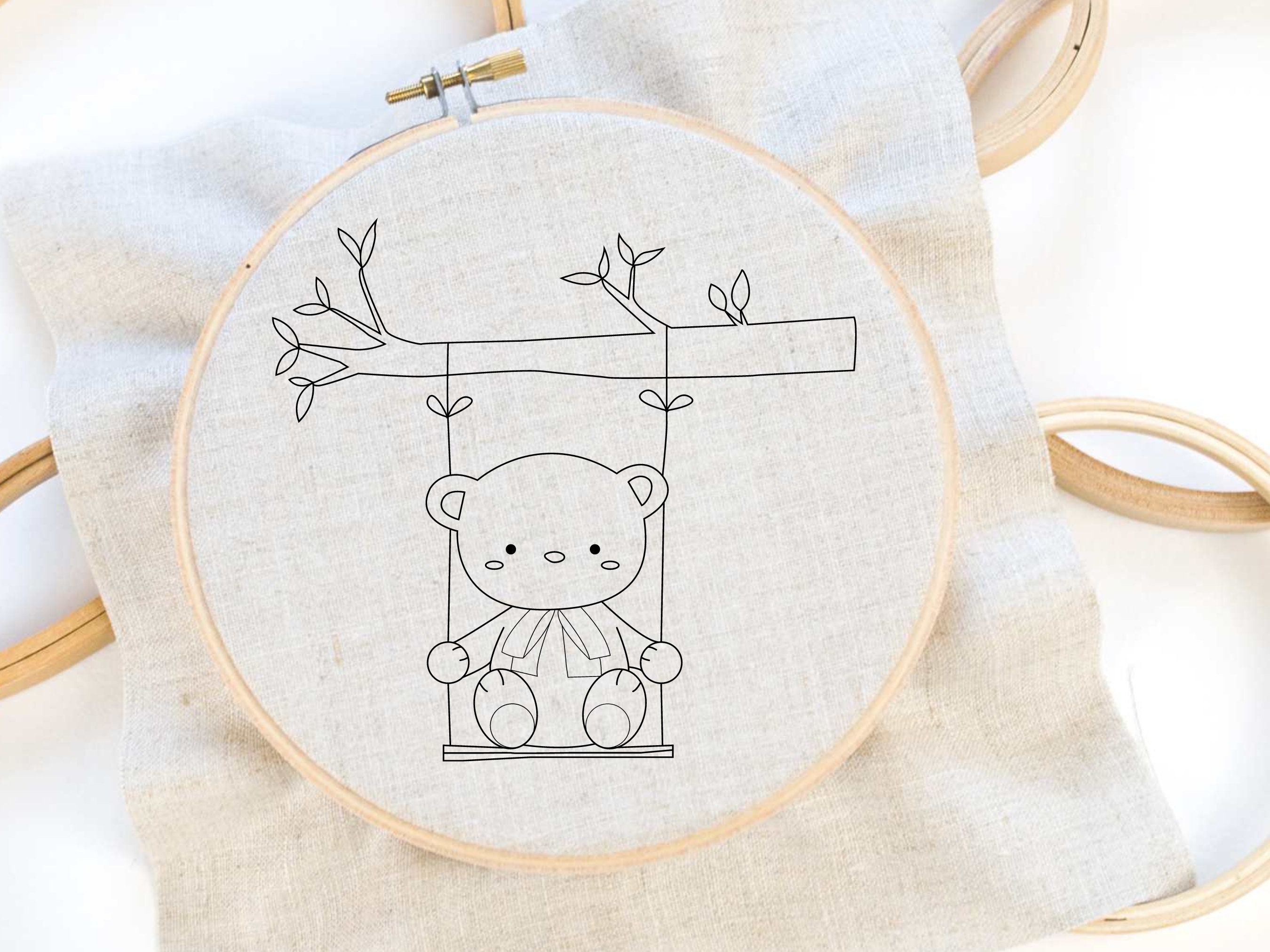 Baby Bear Hand Embroidery PDF Pattern Children's Etsy
