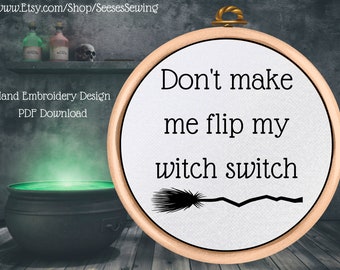 Halloween Witch Embroidery Pattern: Beginner Easy Design (PDF Pattern)