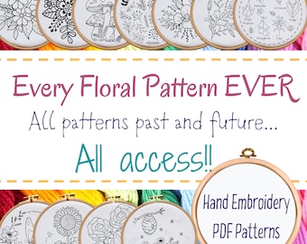 Floral Hand Embroidery Pattern Bundle: All Access Designs (PDF Pattern)