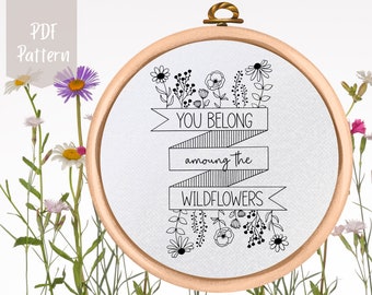 Handborduurpatroon bloemen: ontwerp wilde bloemen (pdf-patroon)