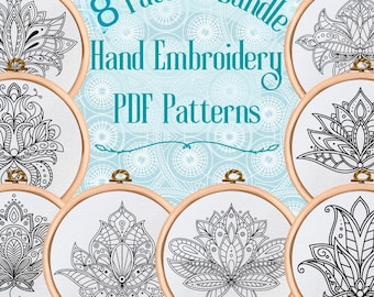 Mandala Embroidery Pattern Bundle: 8 Floral Designs (PDF Pattern)