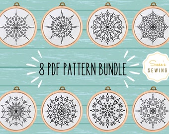 PDF Pattern Bundle - Mandala Hand Embroidery Pattern Pack -  8 Embroidery Designs - Instant Download