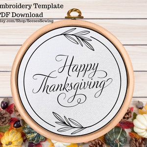 Happy Thanksgiving Embroidery Pattern - PDF Pattern - Hand Embroidery Design - Instant Download