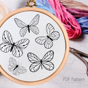 Butterfly Hand Embroidery Pattern: DIY Floral Design (PDF Pattern)
