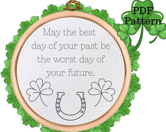 irish Blessing Hand Embroidery, PDF Pattern Download, St. patrick's Day