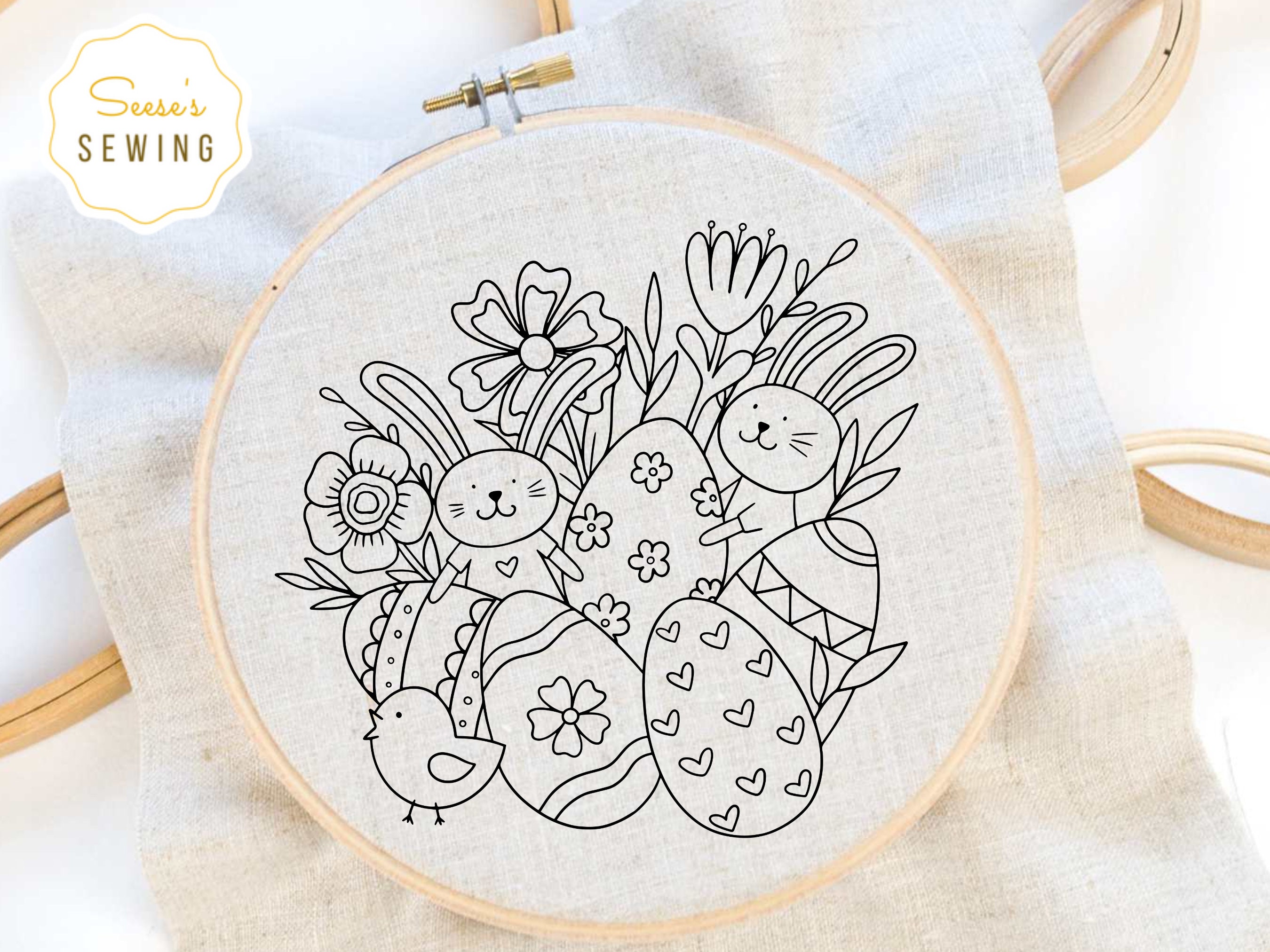 Easter Hand Embroidery Pattern - PDF Pattern - Eggs and Bunnies - Etsy