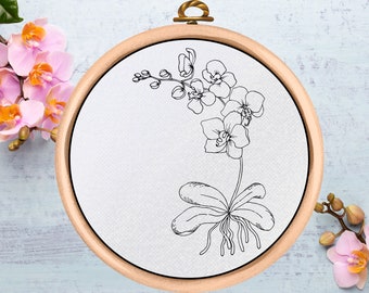 Motif de broderie orchidée à la main - Floral - Patron PDF - Téléchargement immédiat - Broderie botanique