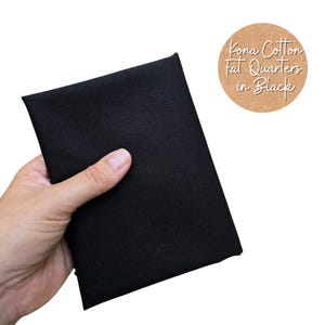 Kona Cotton Solid Color Fat Quarters in Black - Broadcloth - Hand Embroidery Fabric