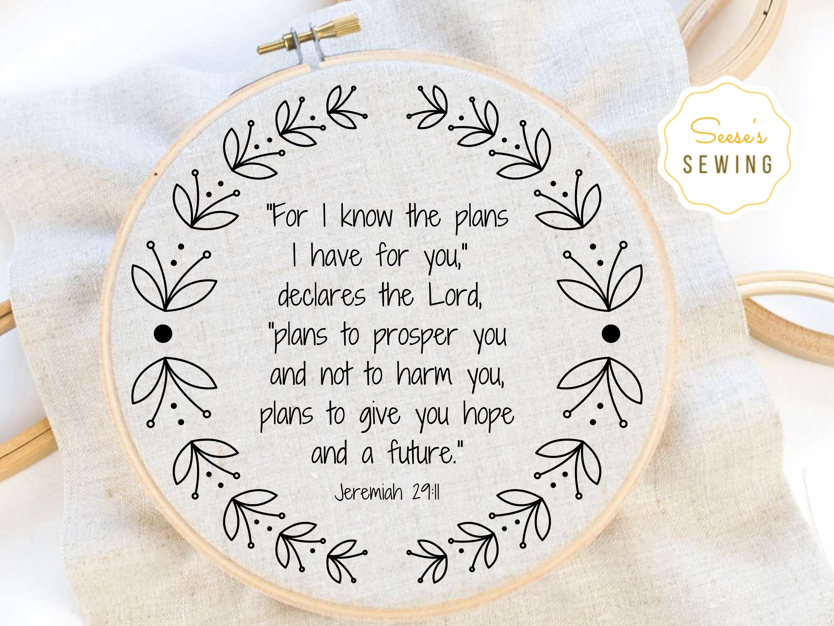PDF Pattern - Bible Verse Hand Embroidery Pattern - Christian Floral ...