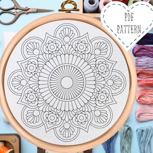 Mandala Hand Embroidery Pattern: Modern Floral Design (PDF Pattern)