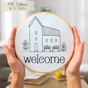 Cozy Home Welcome: Hand Embroidery PDF Pattern, 5 Sizes Included