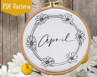 April madeliefjes handborduur pdf-patroon - direct downloaden - 5 maten