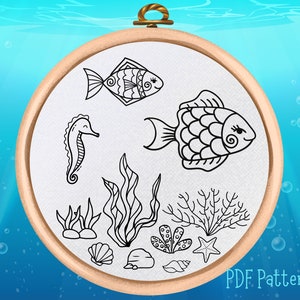 Coral Reef Hand Embroidery Pattern: Undersea Design (PDF Pattern)