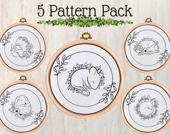 Woodland Animals Hand Embroidery Pattern Pack (PDF Download)