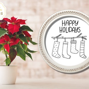 PDF Pattern Christmas Hand Embroidery Design Happy Holidays Christmas Stocking image 4