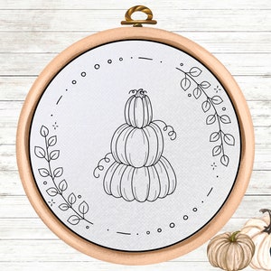 Patrón de bordado de calabaza: Diseño fácil de otoño (Patrón PDF)