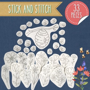 Bees & Flowers Embroidery Kit: 33 Stick and Stitch Transfers