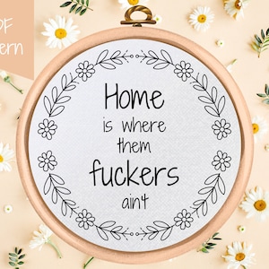 PDF Pattern - Floral Hand Embroidery Pattern - Flowers and Humor Design