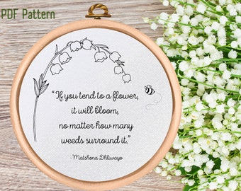 Pdf-patroon - borduurpatroon Lilly of the Valley hand - ontwerp citaat