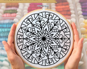 Mandala Hand Embroidery PDF Pattern - 5 Sizes Included - Instant Download