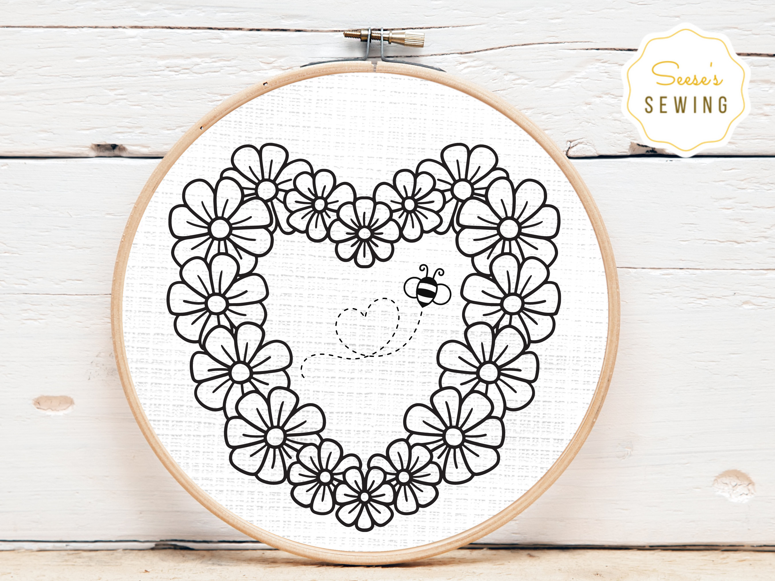 Flowers Hand Embroidery Pattern, PDF Pattern Download, Floral Wreath ...