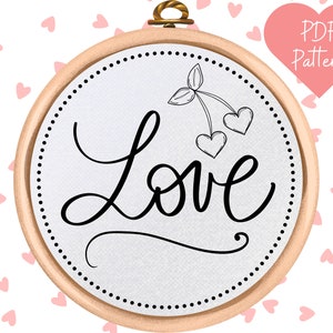 Love Heart Cherry Hand Embroidery Pattern (PDF Pattern)