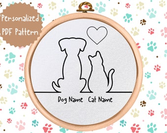 Personalized Dog & Cat Hand Embroidery Pattern (PDF Download)